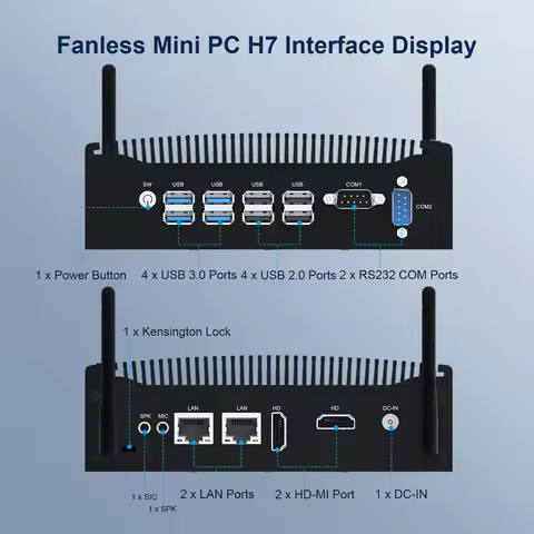 HYSTOU Fanless Industrial Mini PC 8th 10th Core I3 I5 I7 Dual LAN COM 8 USB Desktop Mini Computer Mo