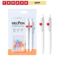 Set of 2 Nusign 0.5 mm Gel Pens with Letter Decorative Charm - Deli NS888-1BL