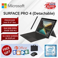 Detachable Microsoft Surface Pro 4 Laptop Intel i5 6th Gen Laptop 8GB RAM 256GB SSD 12.3 2K Display 2-in-1 Convertible