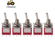 Hilitand 5Pcs Toggle Switch  2A/250V AC 5A/120V ON-ON 2 Position 3PDT 9 Pin Button Head Diameter 6mm