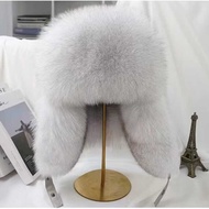 Real Fur Fox Fur Lei Feng Hat Winter All-Match Hat Men Women Raccoon Fur Warm Hat Fur Winter Hat