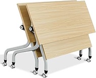 YVYKFZD Conference Table, Folding Conference Room Table, Mobile Meeting Table with Lockable Wheels, 