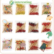 INTERESTING Cocktail Fork, Wooden Disposable Bamboo Pick, Picnic Party Supplies Cocktail Pick Food C