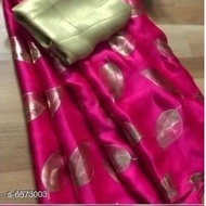 SATIN SILK SAREE !! !!️GOLD FOIL PRINT ALL OVER SAREE