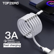 TOPZERO 3A แม่เหล็กพกพาได้,สายชาร์จ USB สำหรับ iPhone 7 8 Plus X XR XS MAX 11 Pro Max ชาร์จเร็วสายข้อมูล USB Type C Lightning Micro USB สำหรับ OPPO VIVO Xiaomi Samsung