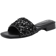 DUSTO | Black Flat Slides Women
