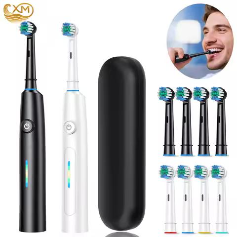 Rotating Electric Toothbrush for Adults with 8 Brush Heads Deep Clean Rechargeable Electric Tooth Br