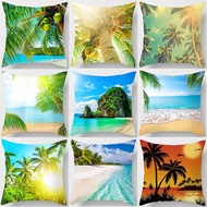 hot sale high quality sea landscapes coconut trees pattern  pillow cases square short plush thick pi