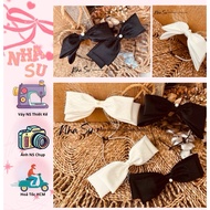 New Korean fashion large white mesh silk bow hairpin, white bow hairpin, black and white bow hairban