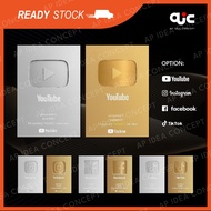 Custom Play Button Silver & Gold | Personalized Name – YouTube TikTok Instagram Facebook Play Button