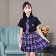 pandu ชุดเด็กผู้หญิง เด็ก JK Uniform ชุดนักเรียนแขนสั้น รุ่น E-Sport สำหรับสาว ๆ กระโปรงจีบนักเรียน