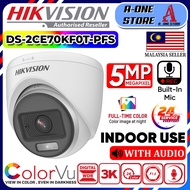 HIKVISION ColorVu 5MP Indoor Dome MIC / AUDIO TVI 3K Camera HIK DS-2CE70KF0T-PFS FULL HD 5.0MP CCTV 