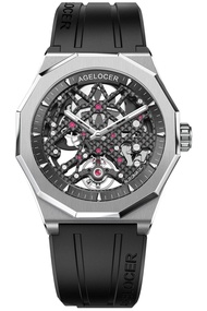 AGELOCER Men's Top Brand Black Skeleton Fashion Mechanical Automatic Luxury Stainless Steel Luminous
