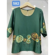 Women's Round Neck Blouse with Luxurious Stone-embellished Cotton Pattern 3 sizes 50-77kg