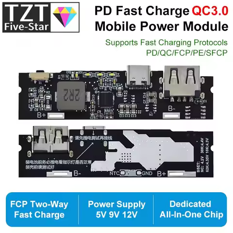 GREATZT QC3.0 QC2.0 Dual USB 18W Type-C USB SW6106PD Fast Charge Mobile Power Bank 18650 Charging Mo