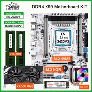 ☃X99 motherboard combo kit xeon E5 2620 V3 cpu 16G 2133MHz ddr4 ram 256GB nvme m2 ssd rx 580 8gq=@a