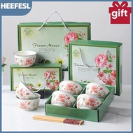 HEEFESL 4PCS SET-Bohemian Ceramic Handicraft Bowl Set Kitchen Dinnerware Plate Gift Souvenir Bohemia