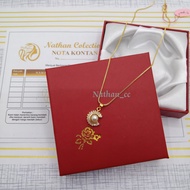 Nathan - kalung liontin wanita dewasa Emas Muda 5.0 gram Model Korea Style Permata Mutiara Lapis E