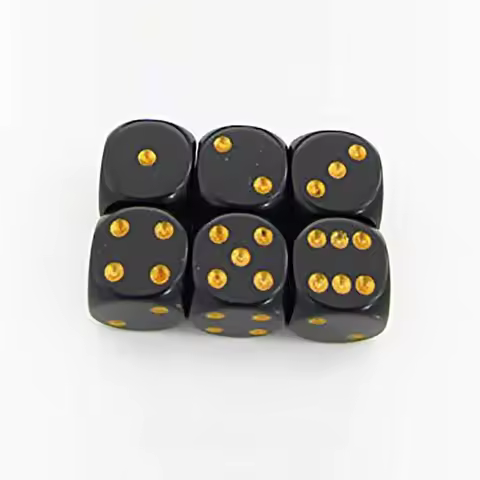 10 PCS Black Fillet Golden Point Dice 16MM Dice