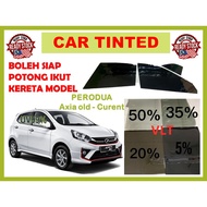 Perodua Axia 4 Door Tinted UV (Gelap 50% 70% 80% 95%) Siap Potong / Car Tinted / Tinted Kereta