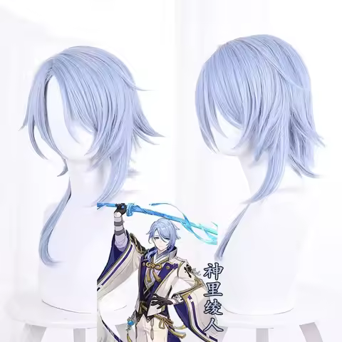 Simulation Scalp Genshin Impact Kamisato Ayato Cosplay Wig Anime Cosplay Wig Heat Resistant Syntheti
