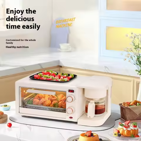 Oven Make Coffee Toast Fried Eggs 3 in 1 Breakfast Maker Portable Breakfast Maker Oven