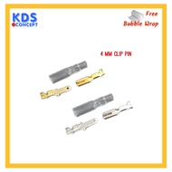 [KDS E Concept] 50 Pieces Size 4 mm Pin Connector Electrical Terminal Clip Steel And Brass Plated