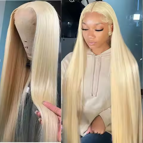 13x6 Full Frontal Lace 613 Blonde Colored Straight Human Hair Wigs Lace Front Wigs for Women 34 36 H