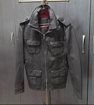 全新正品SUPERDRY極度乾燥 REAL LEATHER 男咖啡棕軍肩騎士真皮皮衣外套L