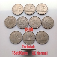 1Set10pcs 50Sen Coins SE Normal 1968 Malaysia S1 Duit Syiling Lama Old Coins (CollectibleOnly)