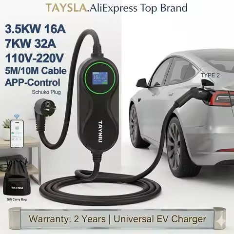 TAYNIU Type 2 EV Charger 3.5KW 16A 7KW 32A APP WIFI Control Electric Vehicle Charging Wallbox IEC621