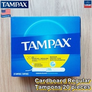 Tampax® Cardboard Regular Tampons 5, 10, 20, 54 Count ผ้าอนามัยแบบสอด สำหรับวันมาปกติ ปราศจากน้ำหอม สีย้อม และสารฟอกสี