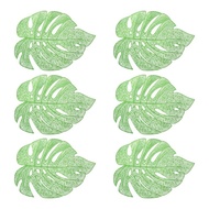 6Piece Hollowed-Out Leaf Place Mats for Dining Table Mats for Holiday Party Wedding Accent Centerpiece Dinner Table Decoration Green Placemats