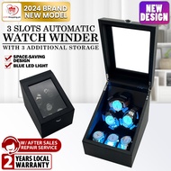 3-Slot Automatic Watch Winder Leather Storage Display w/ 3 Additional Storage &amp; 4 Different Modes