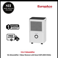 EuropAce EDH 3122A: 12L DEHUMIDIFIER+ ODOUR REMOVER with SMART WiFi - 1 YEAR WARRANTY