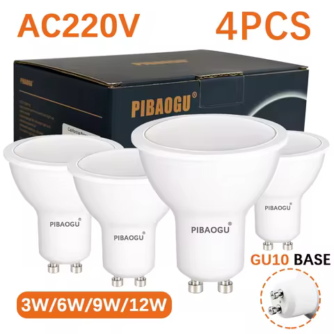 4PCS LED Lights GU10 Spot Light LED Lighting AC220V GU10 Spot Bulbs MR16 Spotlights 12W 9W 6W 3W LED