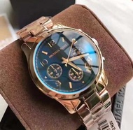 MICHAEL KORS MK手錶 玫瑰金湛藍變色三眼計時石英女生腕錶(MK5940)