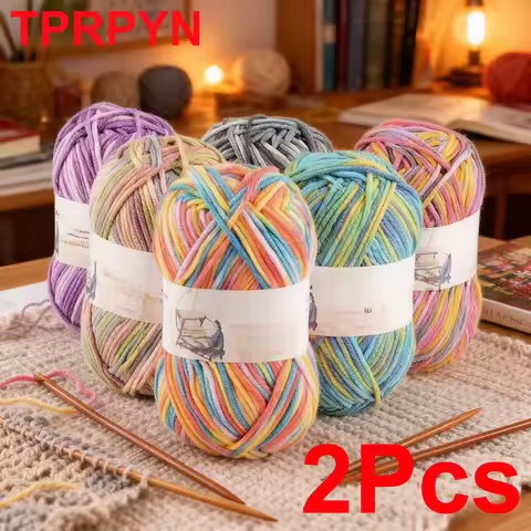 2Pcs total 100g Hand knitting Milk Cotton yarn section dyed Crochet Yarn Hook Shoes bag line Knit sw