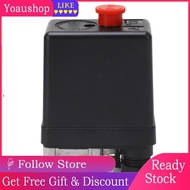 Yoaushop Air Compressor Pressure Switch  6 To 8kg NPT1/4in Female Thread 20A AC 240V 135 175PSI 4 Port for Pneumatic Tools