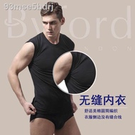 shorts✌BYFORD / Men's vest comfortable cotton sports sleeveless bottoming shirt sweater male-MW8833