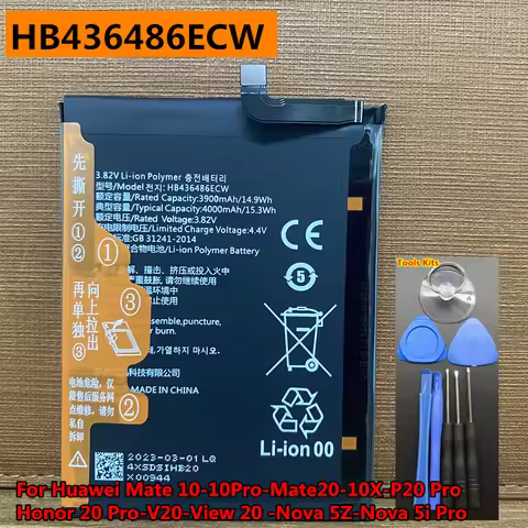 HB436486ECW New Battery for Huawei P20 Pro,Mate 20,Mate 10 / 10Pro,10X,Honor 20 Pro,View 20,Nova 5Z,