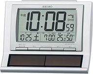 Seiko Clock SQ751W SEIKO Alarm Clock, Hybrid Solar, Radio, Digital Calendar, Temperature, Humidity, Display, White, Pearl