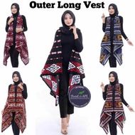 OUTERWEAR LONGVEST LONG VEST BAJU LUARAN WANITA BATIK MOTIF TENUN KECIL BESAR SONGKET