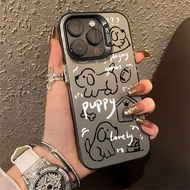 Graffiti Line Dog Pattern Phone Case Compatible for IPhone 11 13 12 14 15 Pro Max XR X XS MAX 7/8 Plus Se2020 Hard TPU Shockproof All-Inclusive Protective Case
