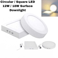 (Circular/Square) LED 12W~18W (6inch/8inch) Surface Ceiling Downlight~ White (3500K/4500K) 220V