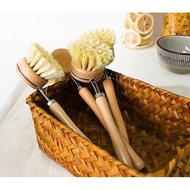 Natural Cleaning Kitchen Scrub Brush for Dish Cast Iron Skillet Pots Pans Bamboo Handle and Sisal Bristles Handle Pot