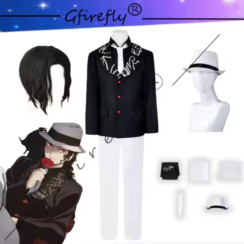 Anime Cosplay Costume Muzan Kibutsuji Black Suit Full Set Anime Character Outfit for Cos Events Stag