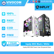 Inplay Meteor 03 Mid Tower Case Tempered Glass Gaming Computer Case ATX Desktop Case Black/White