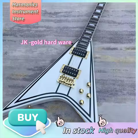 Randy Signed JK RR Swallowtail V Guitar, EMG Active Pickups String Through Body, Cross-border Hot He