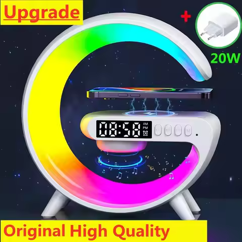 Mini Multifunction Wireless Charger Pad Stand Speaker TF RGB Night Light Fast Charging Station for i